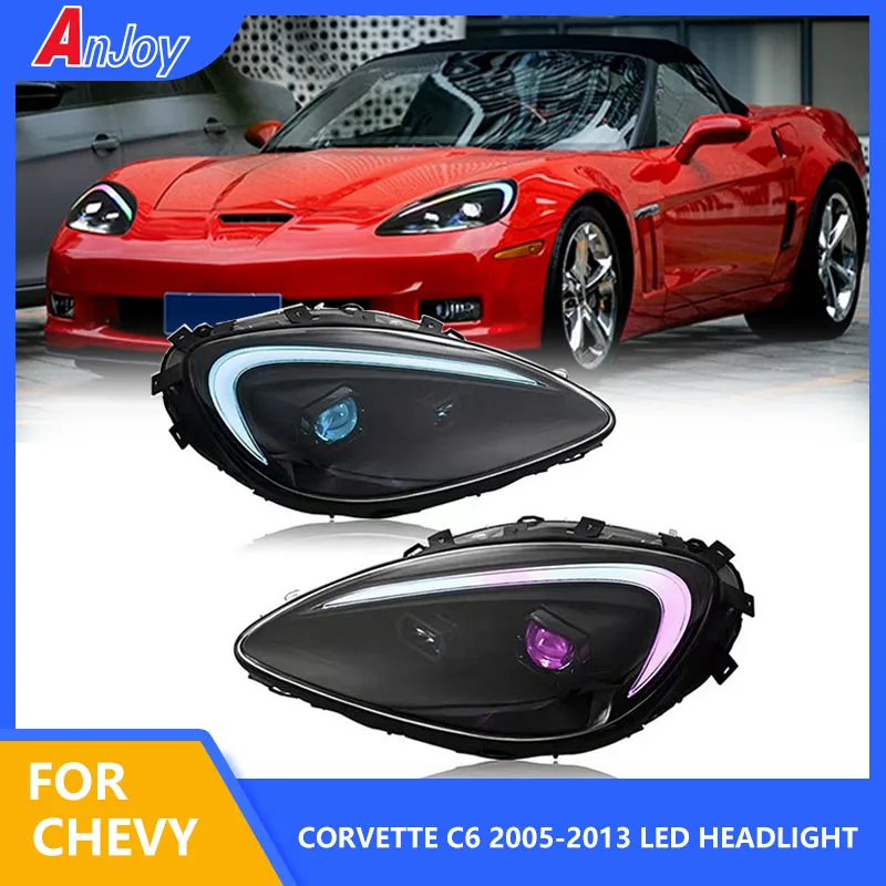 

2 шт. автомобильные фары для Chevy Corvette C6 2005-2013 годов RGB светодиодные фары в сборе проектор автомобильные аксессуары анимация запуска