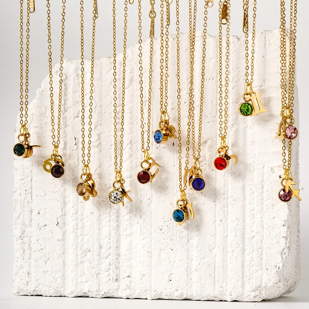 

Cancer Horoscope Necklace Gold Plated Zodiac Star Sign Jewellery Birthday Gift Collar Waterproof Birthstone Pendant Necklace