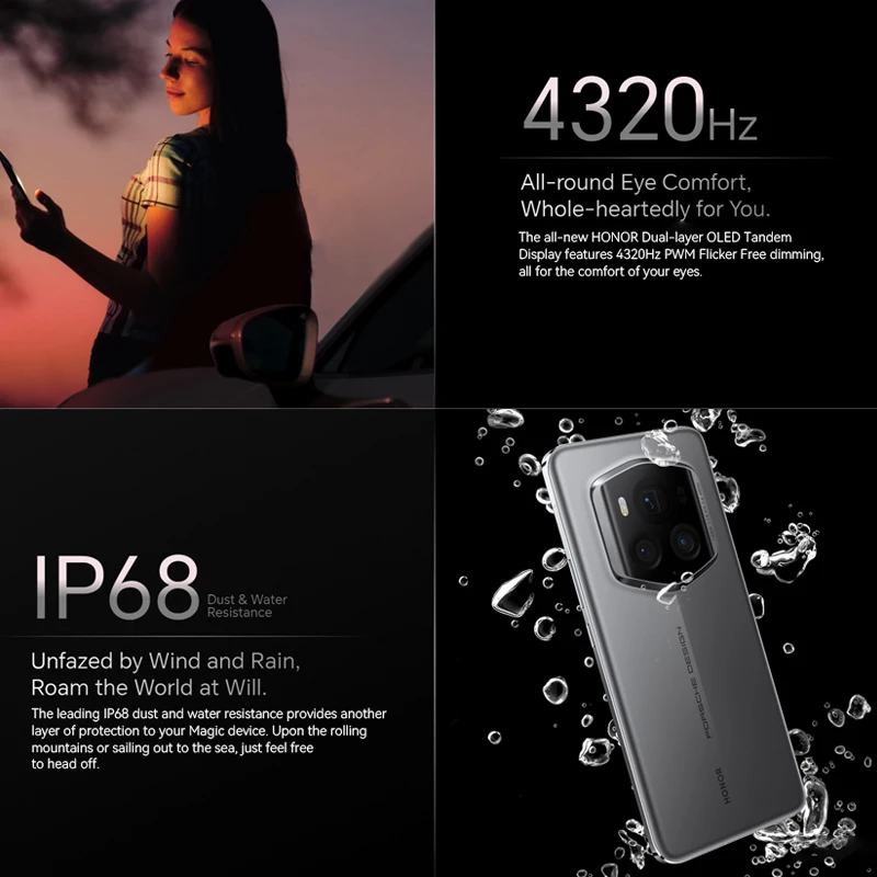 الإصدار العالمي Honor Magic 6 RSR 6.8 بوصة OLED 24GB 1TB هاتف 180MP كاميرا سنابدراجون 8 Gen3 5600 mAh 66W لاسلكي