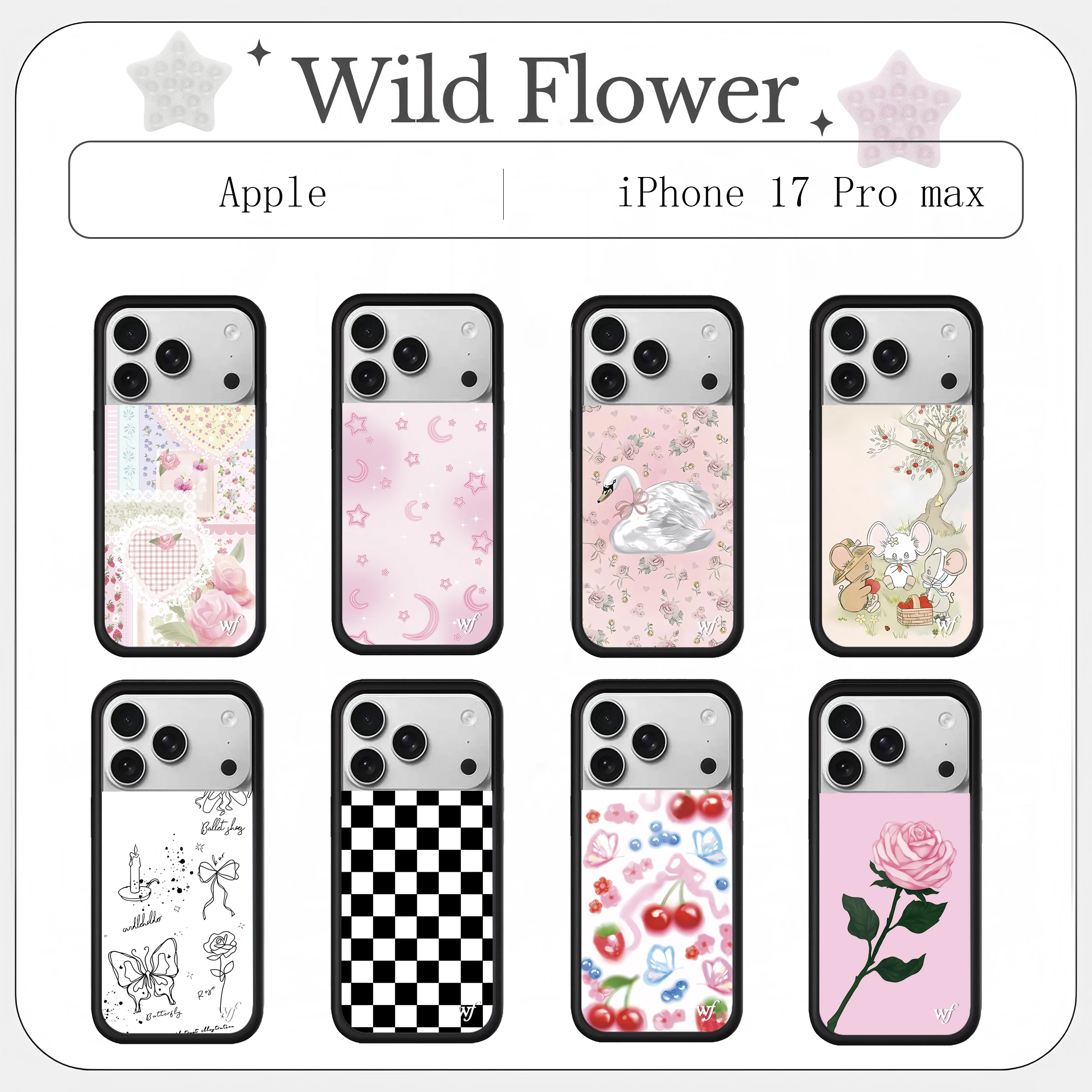 جديد Wildflower لطيف ثلاثية الأبعاد الحلو الوردي سوان جراب هاتف آيفون 17 12 13 14 16 15 برو ماكس WF نمط متقلب غطاء الورد ﻿