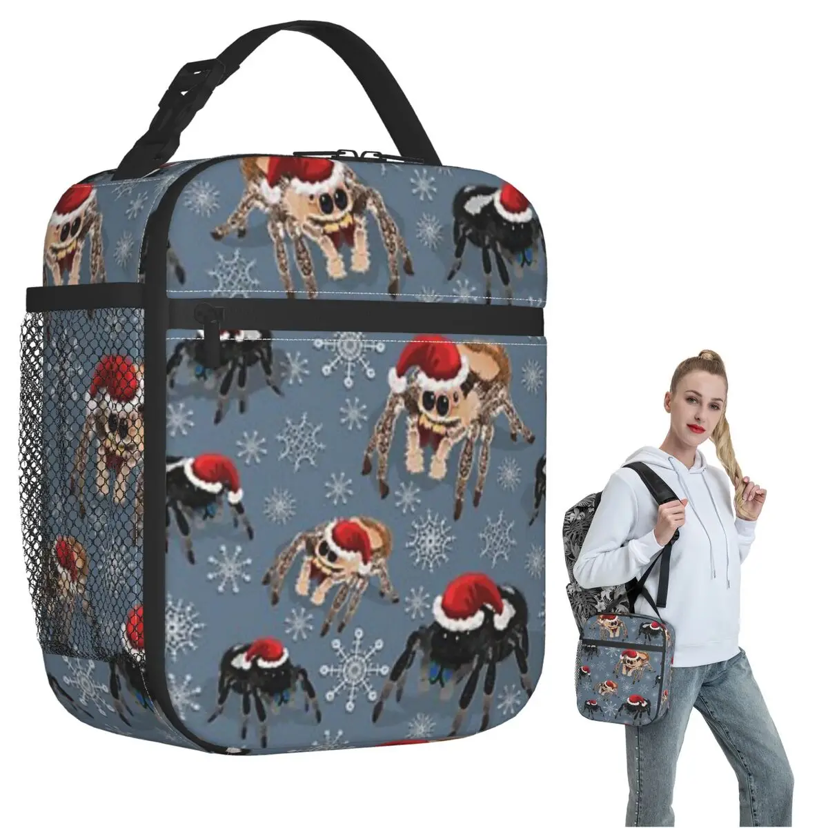 Holiday Regal Jumping Spider Phidippus Regius Insulated Lunch Bag for Women Children Portable Food Boxes Thermal Lunch Box Tote