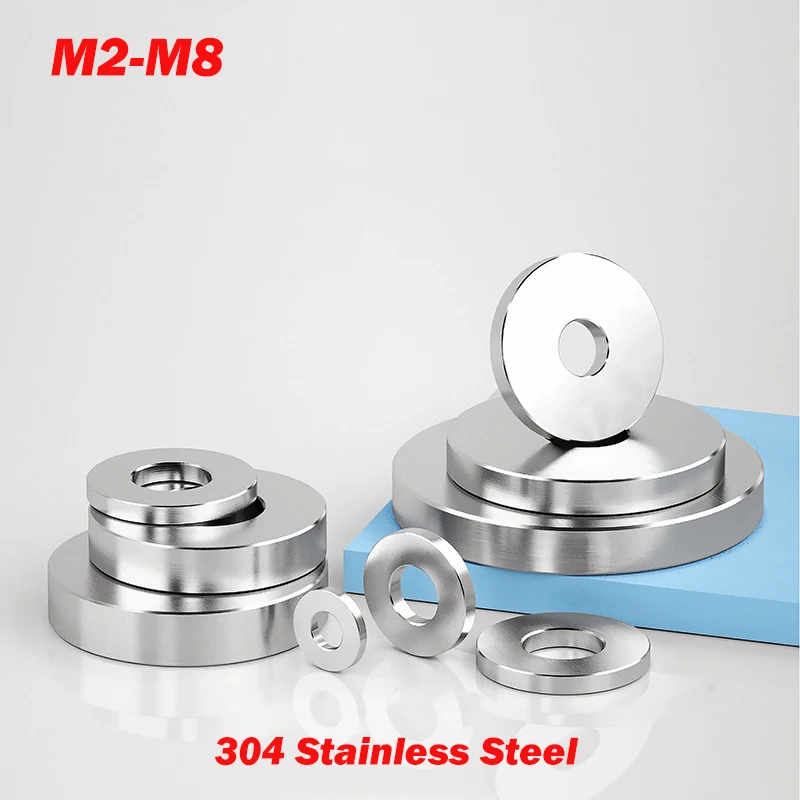 304 Stainless Steel Smooth Extra Thick Washers M2 M3 M4 M5 M6 M7 M8 M8.6 Witthout Thread Flat Washer CNC Precision-turned Shim