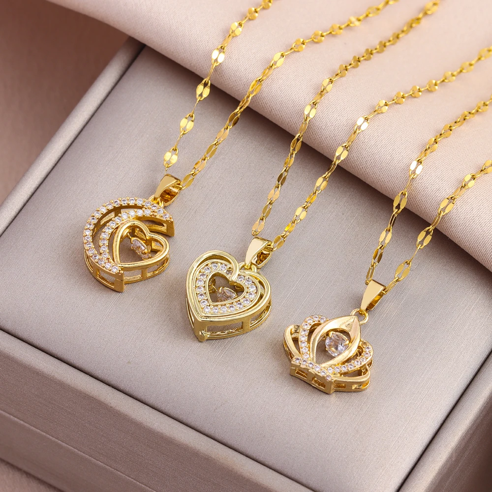 Neue süße sexy schlagende Herz Serie Anhänger Halsketten für Frauen Mode romantische weibliche Edelstahl Schlüsselbein Kette Schmuck