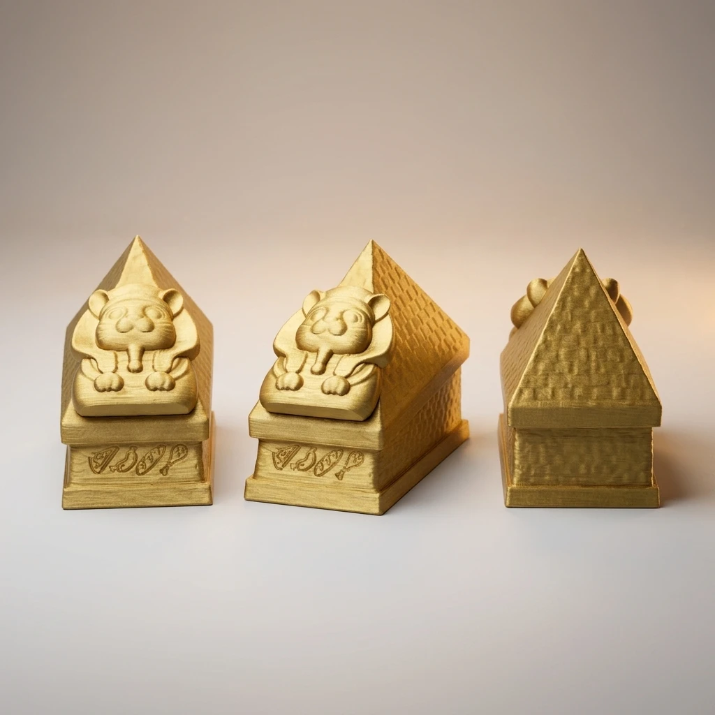 Egyptian Pharaoh Hamster Casket Mini Golden Pet Memorial Coffin Small Animal Burial Urn for Dwarf Syrian Hamster Remembrance view 3