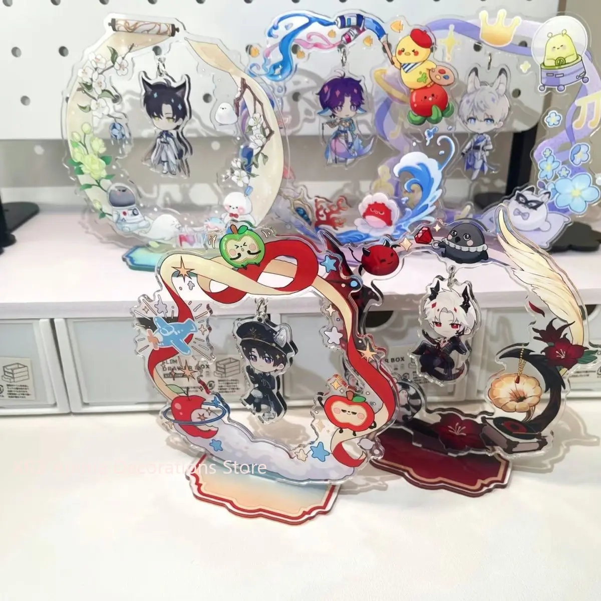 Anime Love and Deepspace Sylus Xavier Caleb Cosplay Aksesori Stand Akrilik Koleksi Figur Ornamen Desktop Hadiah Natal