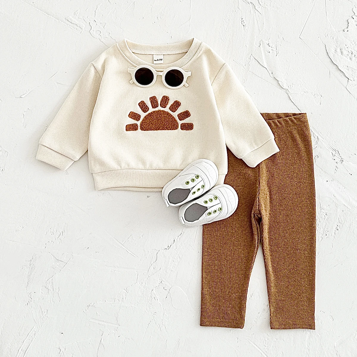 New Autumn Baby Boys Girls Clothes 2Pcs Plush Sun/Moon Organic Cotton Spring Newborn Baby Long Sleeve Casual Kids Clothing Sets