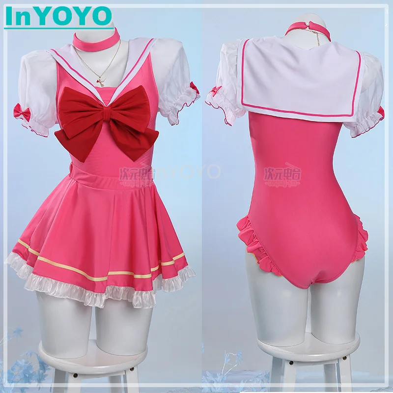 

InYOYO CardCaptor Sakura Cosplay Costume Lovely Swimsuit Swimwear Bodysuit Summer Swimming Suit Party Dress Women Role Play Outf