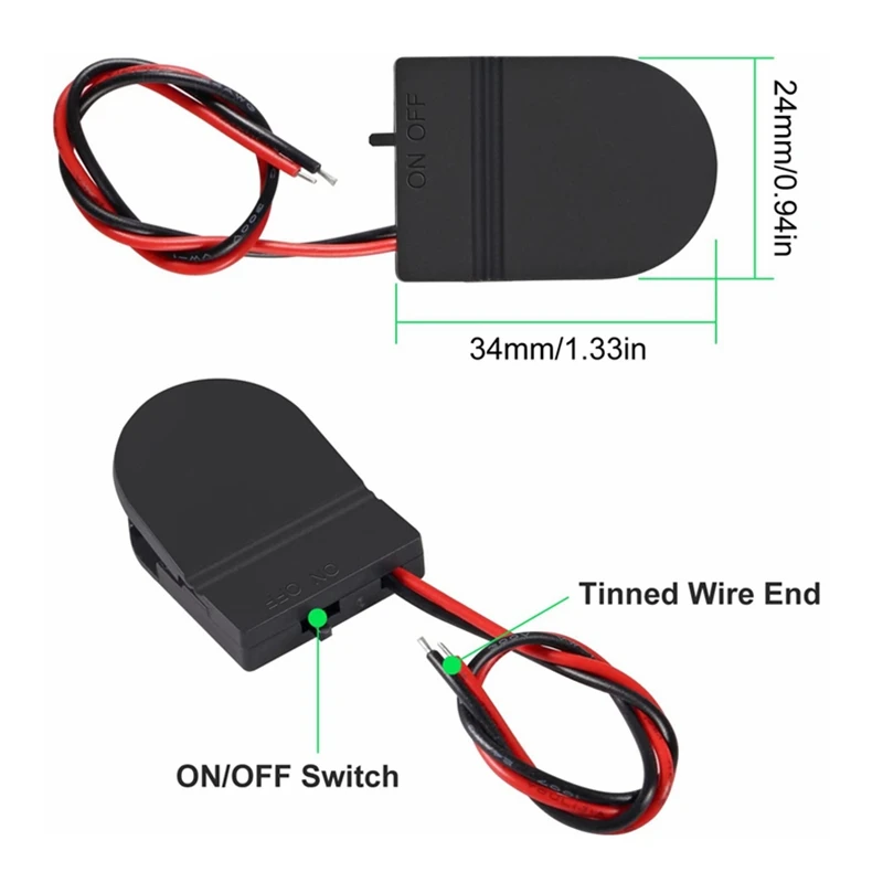 5 Pcs CR2032 Battery Holder Coin Cell Button Battery Holder With Switch Battery Storage Boxes Cover With Leads ON-Off Switch