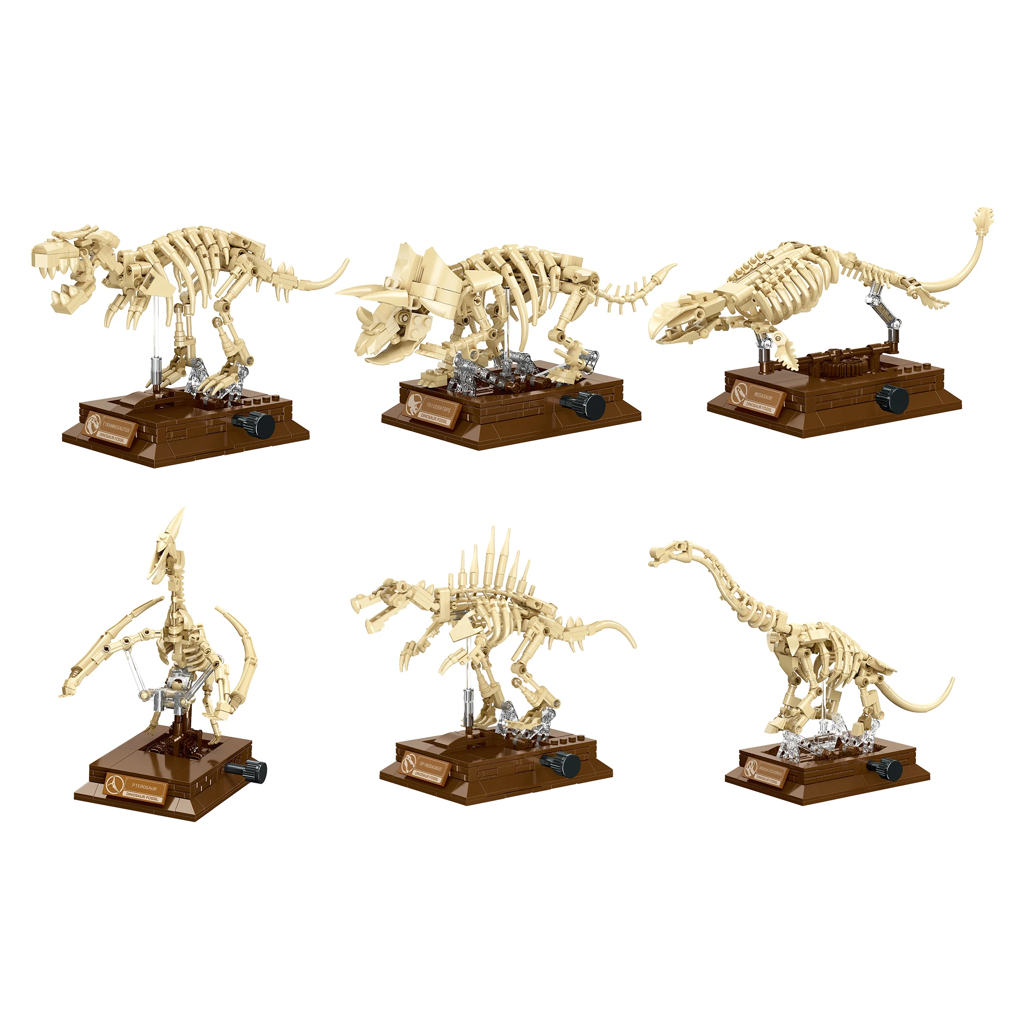 

Dinosaur Fossil Exhibition Building Kit, Movable Dinosaur Fossils Model Building Set with Display Base, Cool Home Decor Toy Gift