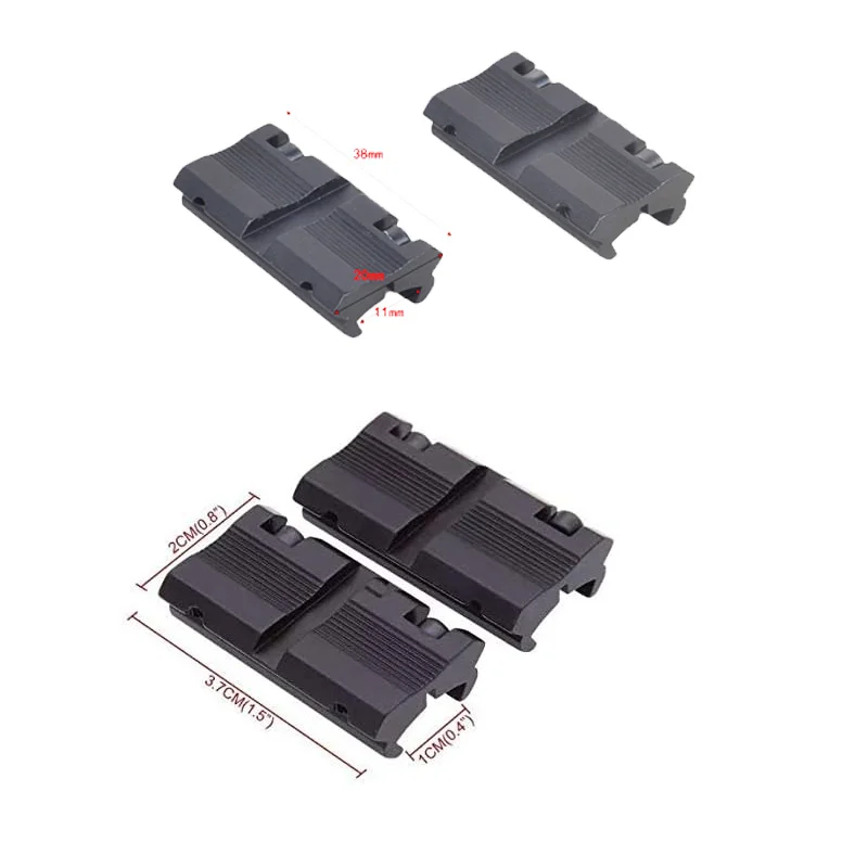 Adaptador ajustable de riel de montaje de alcance, Base de 2 uds., cola de milano de 11mm a Picatinny de 20mm, para óptica de caza, accesorios para pistola de juguete