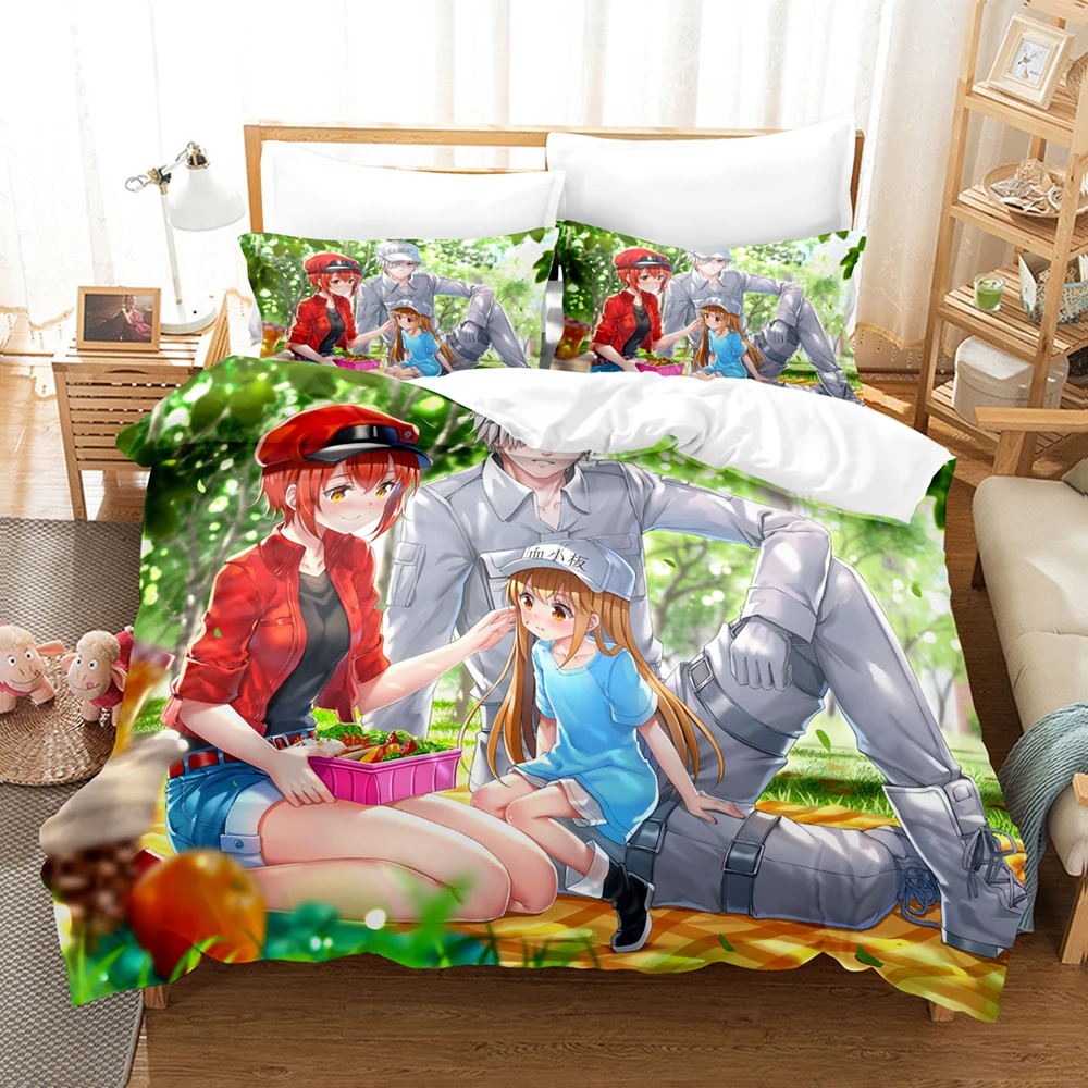 3d Print Cells at Work Cartoon Characters Image Bedding Duvet Covers And Pillowcases Boys And Girls Bedroom Decorative Textiles