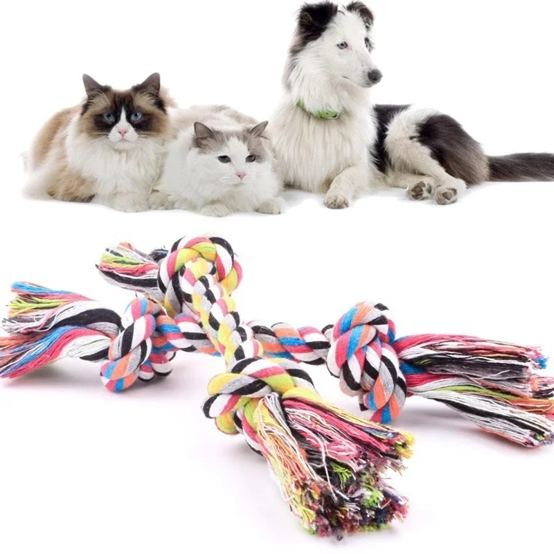 Colorful Double Knot Dog Toys Durable Puppy Teething Toys for Small Large Dogs Trainging Chew Toy Pet Products