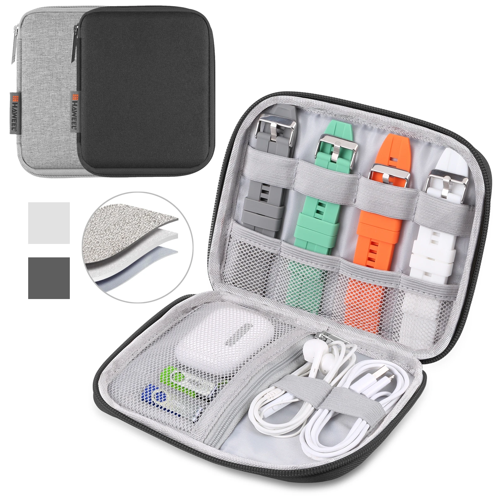 HAWEEL Watch Band Organizer Box Earphones / U Disk / Digital Cable Storage Case Size：S