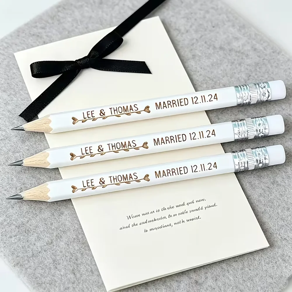 13, 27, 33 Personalized Wooden Pencils, White Hexagonal Pencils, Wedding Guest Gifts, Personalized Engraved Rustic Wedding Wooden Pencils, Custom Pencils, Wedding Gift Pencils, Personalized Engraved Gifts, Rustic Style, Back-To-School Prizes, Holiday Gifts, Birthday Gifts