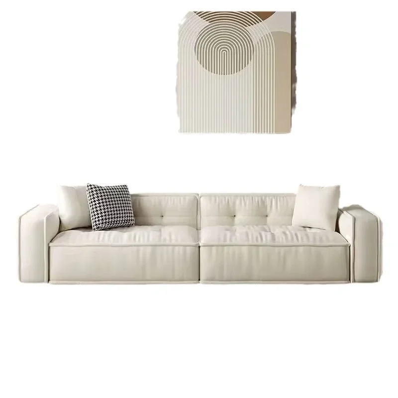 

Cream wind toast sand Internet celebrity sofa Small apartment living room Simple and modern