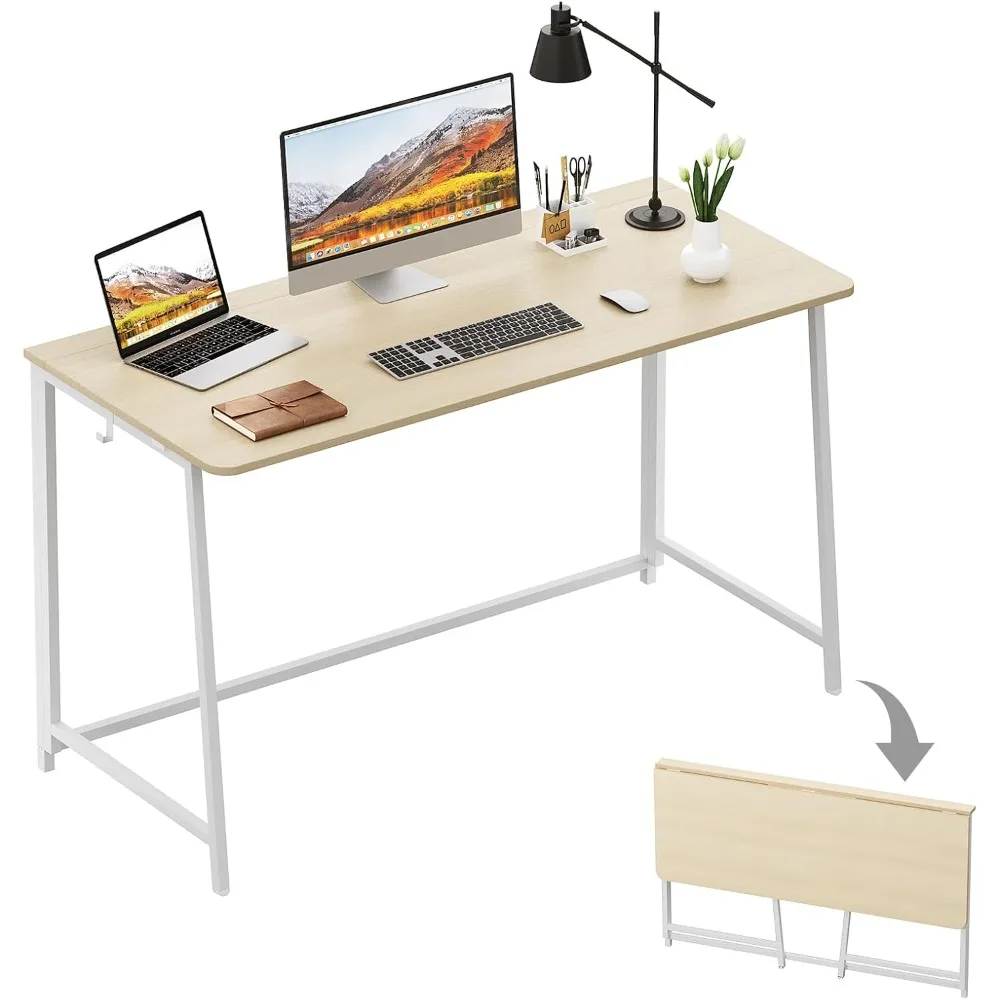 

Folding Desk, Small Foldable Desk 47.2" for Small Spaces, Space Saving Computer Table Writing Workstation for Home Office, Easy