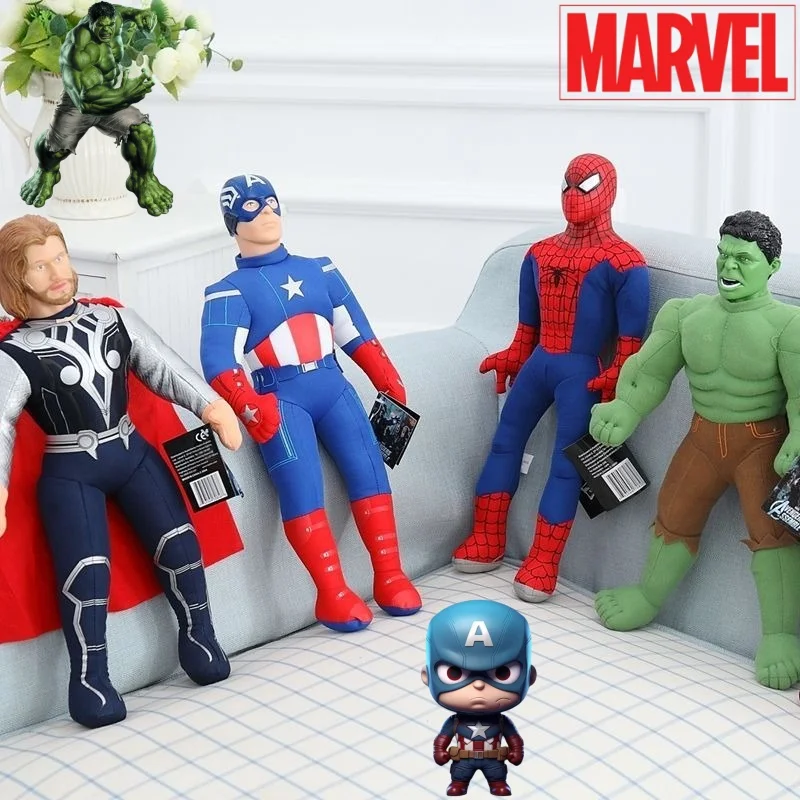 

Креативные плюшевые игрушки в стиле аниме: Капитан Америка, Человек-паук, Железный человек, Халк, Тор — крутые и стильные для мальчиков и девочек