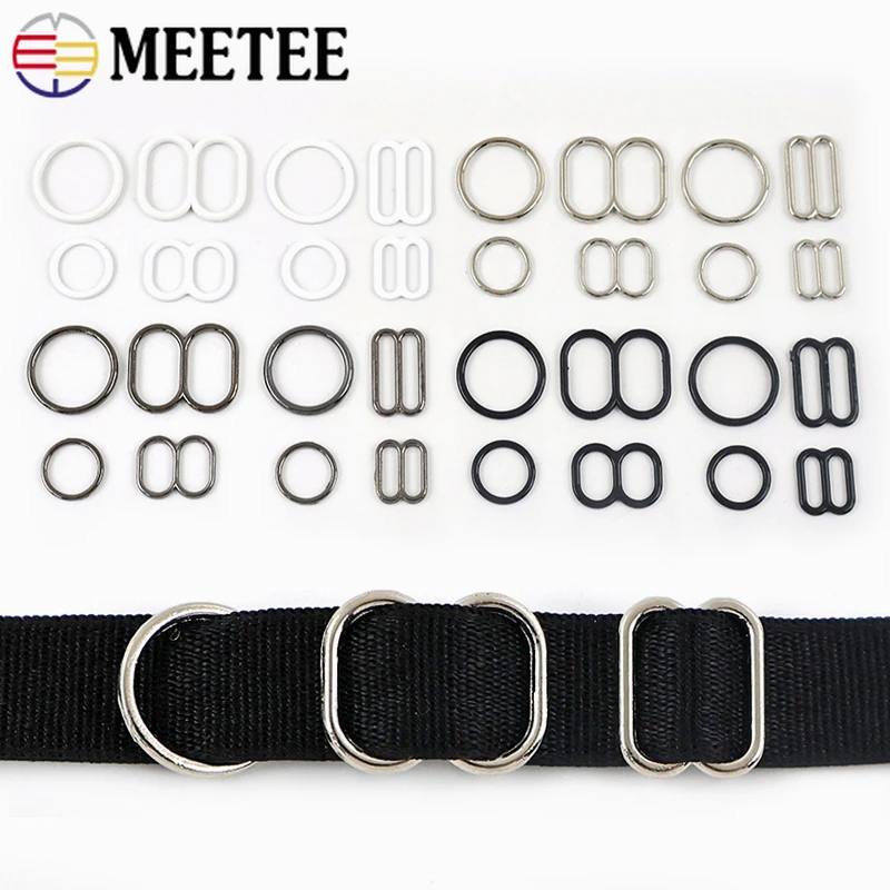 

100/200/300Sets Meetee 8-15mm Metal Bra Buckles O Ring Bikini Closure Hook Underwear Strap Adjust Slider DIY Sewing Accessories