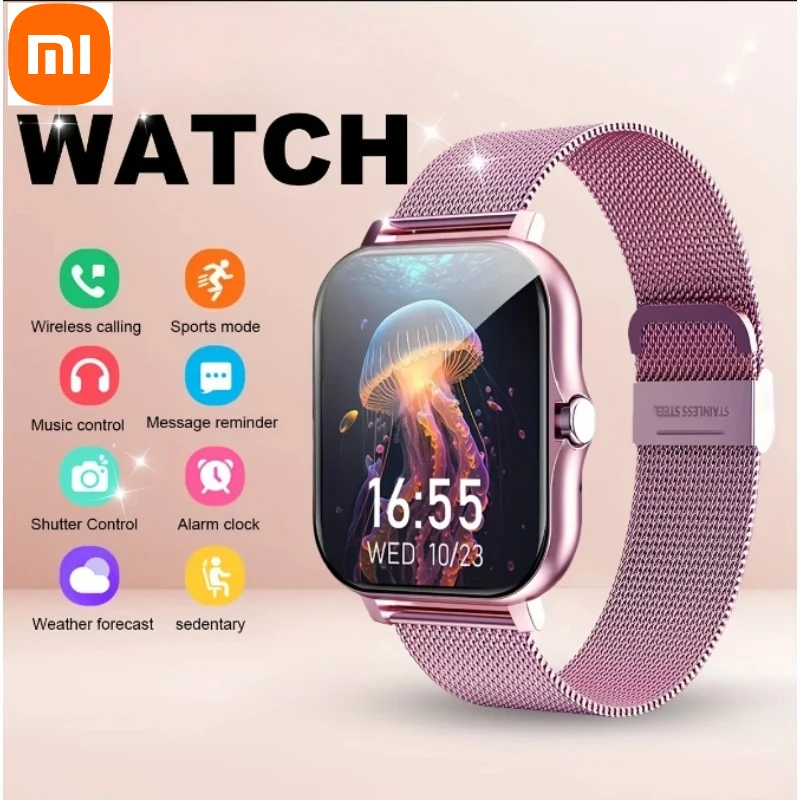 Xiaomi 2025 Новые Смарт-часы для мужчин и женщин в подарок с полным сенсорным экраном Спортивные часы для фитнеса Bluetooth Вызов Цифровые умные часы