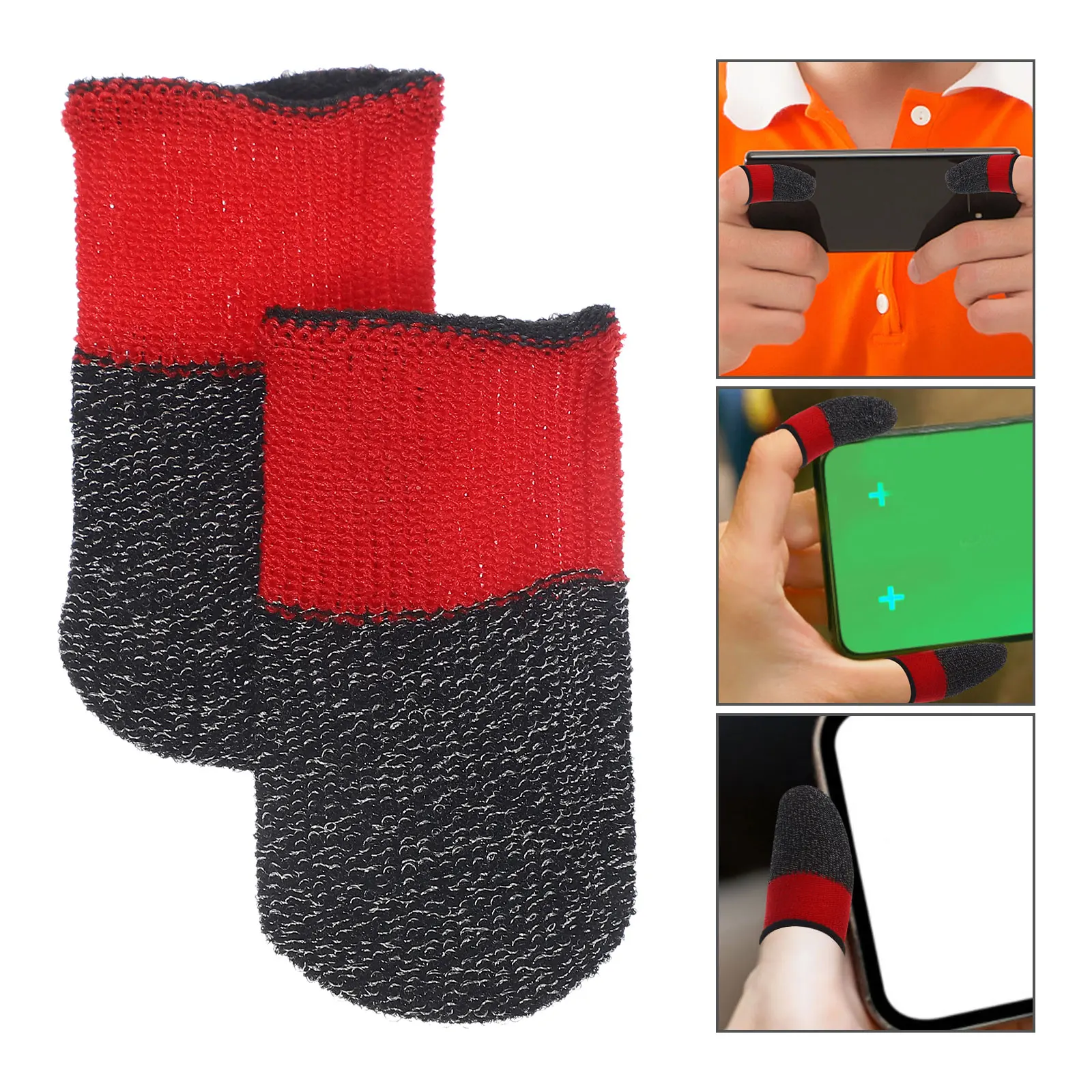 

2 Pcs Game Finger Stall Sleeves for Gaming Anti-sweat Accessory Fine Red Gloves Breathable Cover