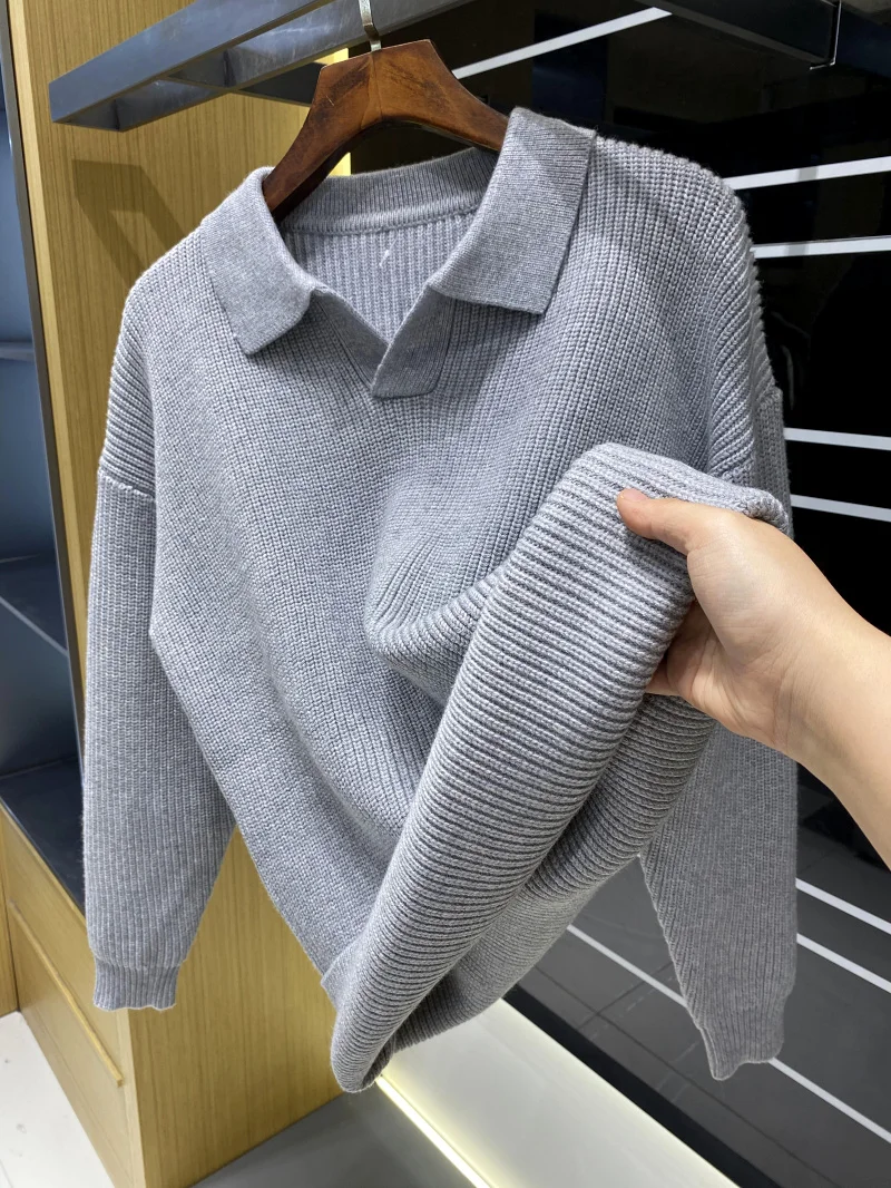 Nordic Heavyweight Alpaca Wool Thi Needle Knitted Sweater Winter Men's High Street Retro Casual Loose Sweater