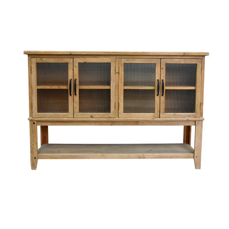 

American solid wood tea cabinet locker kitchen log dining side cabinet living room full solid wood dining room complete