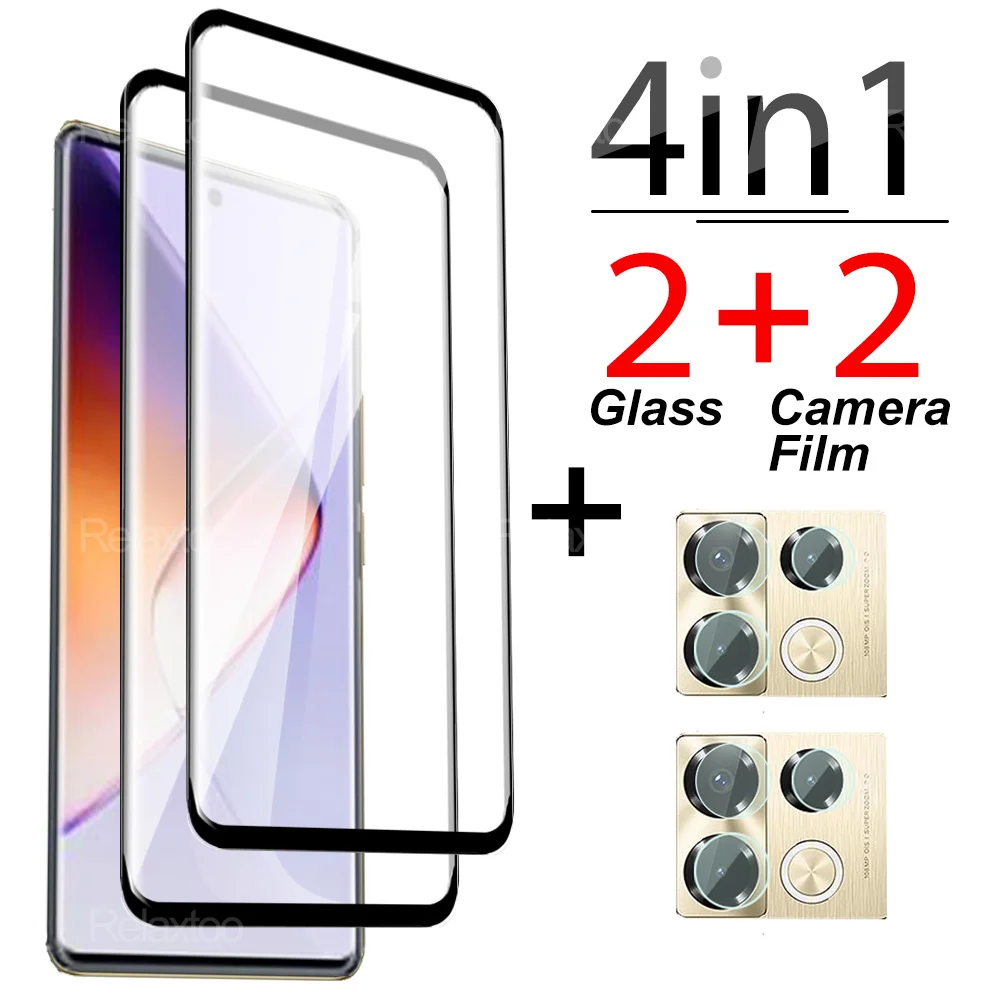 Curved Glass 4in1 For Infinix Note 40 Pro+ Tempered Glass Screen Protector For Infinix Note40Pro Note 40ProPlus Camera Lens Film