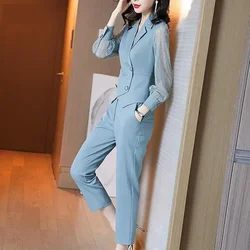 Business Ladies Trouser Formal Spring Autumn Women's Blouse and Pants Two Piece Set Shirt Aesthetic Promotion Cheap Outfit Full