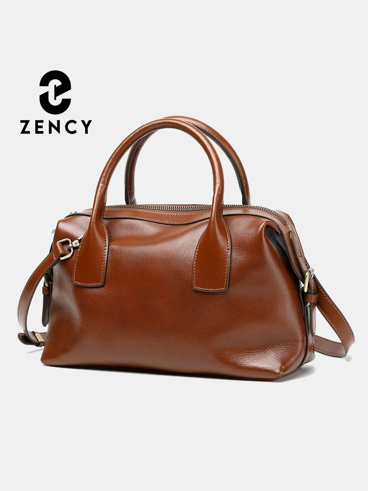 

Zency Vintage Genuine Leather Top-handle Bag For Women Boston Bag Winter Shoulder Handbag Crossbody Large Capacity Bolsas 2025