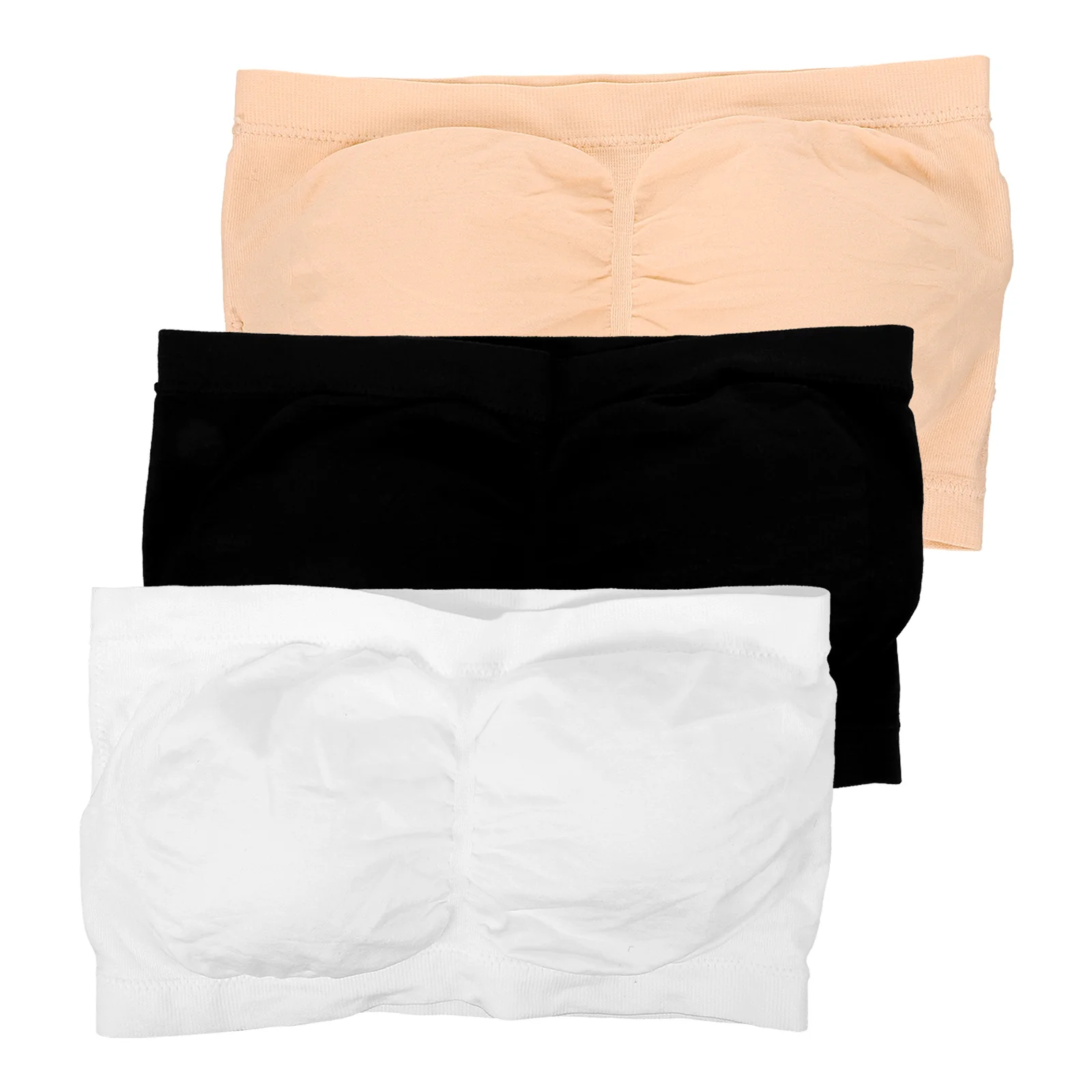 

3Pcs Strapless Tops for Seamless Elastic White Tube Top Pack Black Bandeau Tops For
