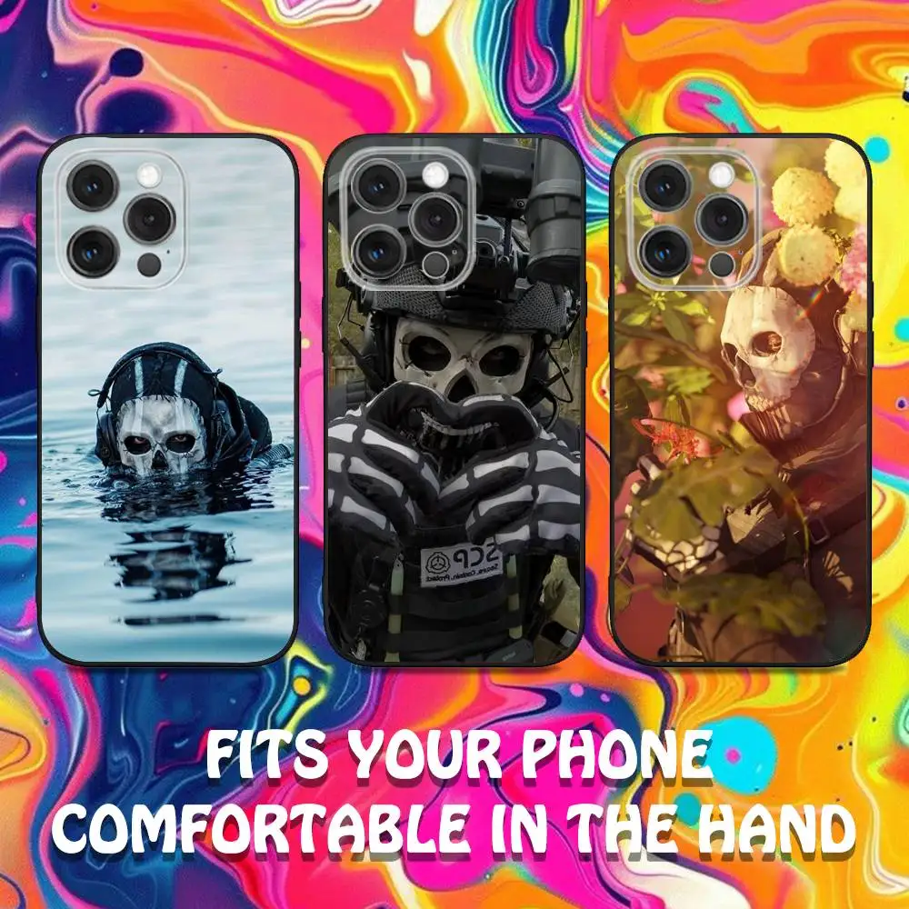 

Ghosts C-Call of D-Duty Phone Case For iPhone 16,15,14,13,12,11,Pro,Max,Plus,X,XS,SE,E,Mini,Soft Silicone Black Case