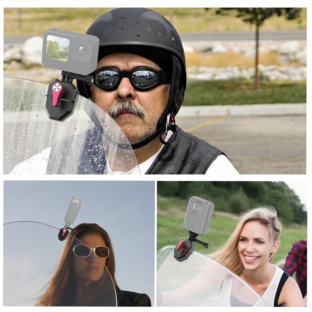 BGNing Motorrad-Windschutzscheiben-Halterungsklemme für DJI POCKET 4 für Insta360 X5 X4 X3 GO3S/ACE PRO2 /DJI Action 5 Pro 4 3 2 – Detail 3