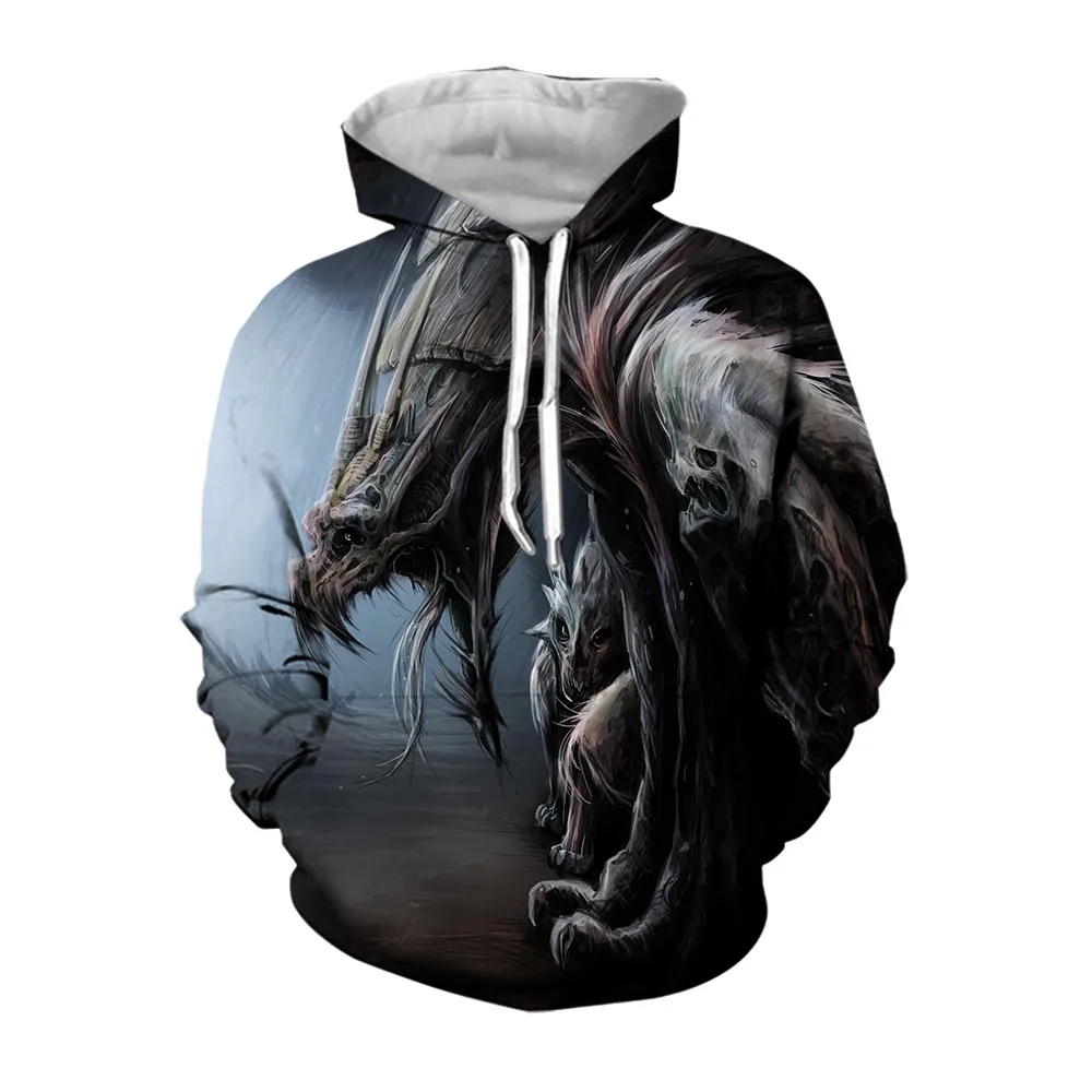 Jumeast 3D Graffiti Mens Hoodies With Horrible Monster Pattern Aesthetic Clothing Oversized Hoodie Fashion Streetwear Pullover