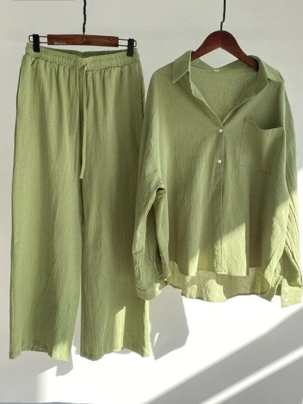 

Women's Faion Cotton Linen irt Suit High Waist Cleanfit Sle ort Sve A-Line Sve Thin Polyester Fabric irt