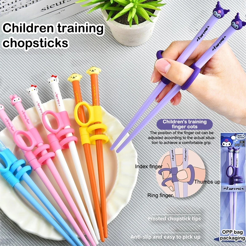 Sanrio Hello Kitty Chopsticks Cinnamoroll Kuromi Practicing Chopsticks My Melody Child Tableware Kitchen Supplies Gift