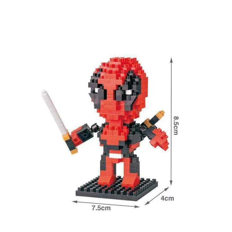 3D DIY Heroes Blocks Small Cartoon Mini Building Block Deadpool Anime Assemble Action Model Dolls Toys