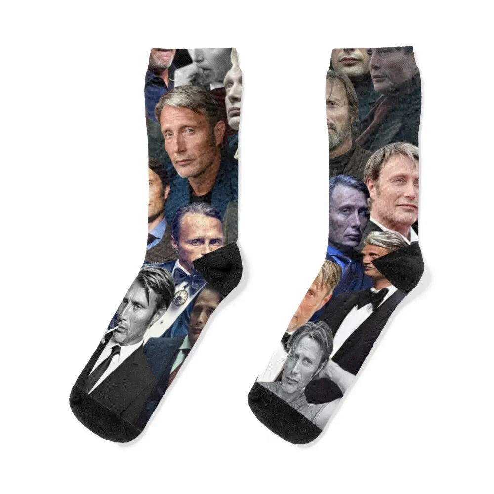 

mads mikkelsen photo collage Socks funny gift professional running sports and leisure funny gifts Man Socks Women's