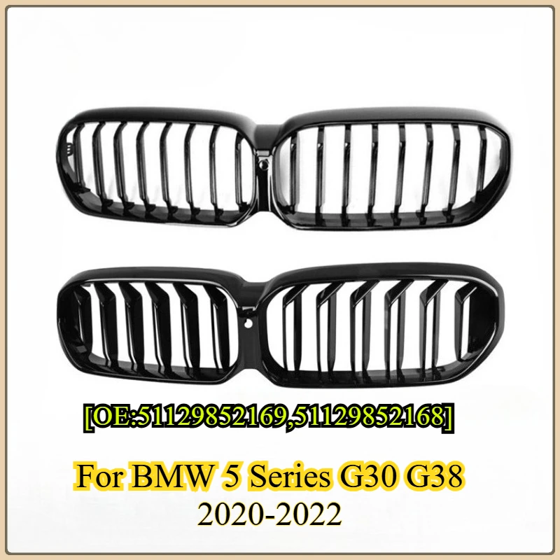 

Car Front Radiator Kidney Bumper Hood Grille ForBMW 5 Series G30 G38 LCI 2020-2022 Front Bumper Grille Glossy Black Single Line