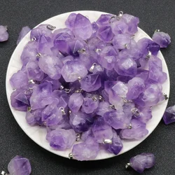 20pcs Natural Crystal Irregular Amethyst 1-2cm Pendants Charms for Diy Earrings Necklace Jewelry Making