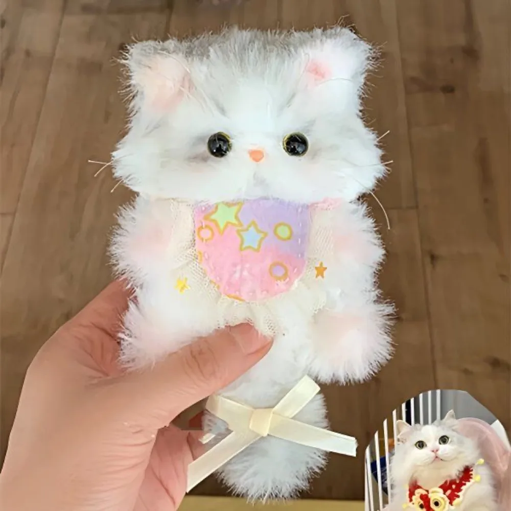 

High Quality Cute Handmade Twisty Stick Little Cat Pendant Keychain Plush DIY Material Package Gifts Twist Bar Kitten Doll Toy