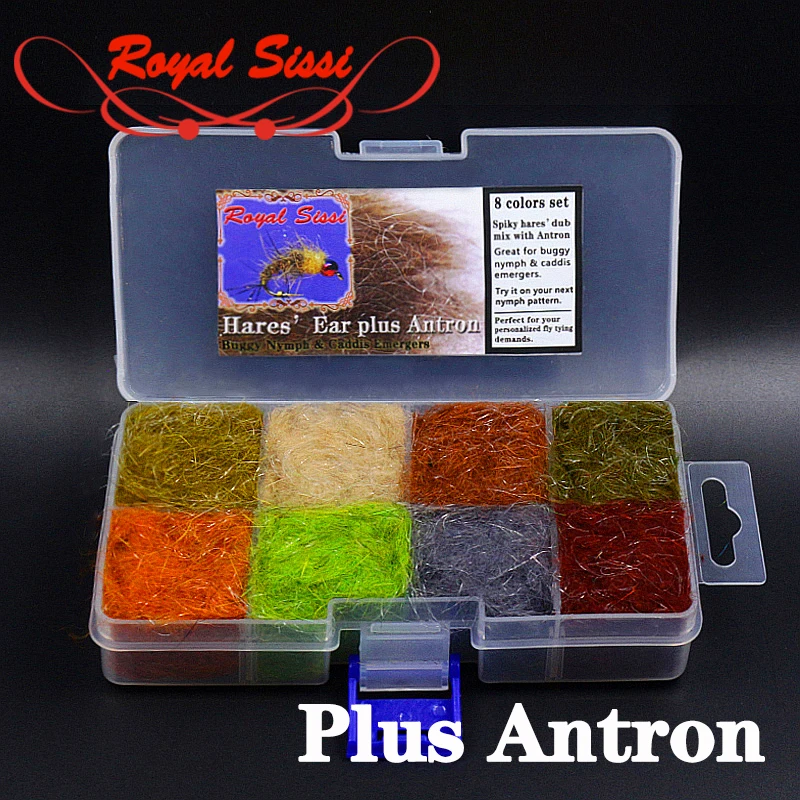 New 8colors hare's ear dub Plus Antron dubbing with dispenser packing rabbit guard hair mixed nymph scud dub fly tying materials