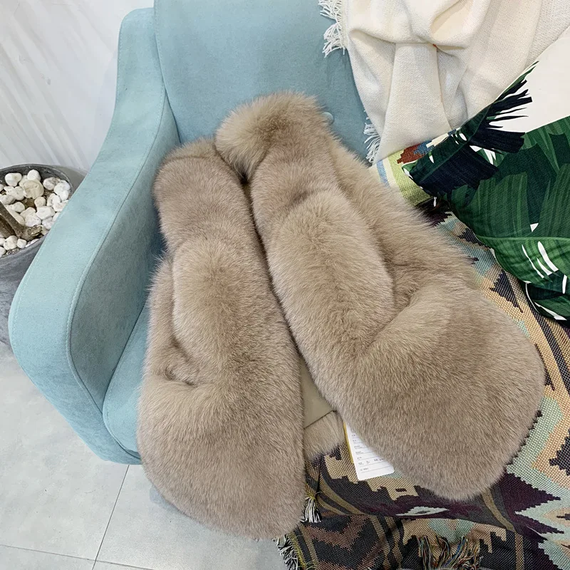 New Spring Autumn New Women's Medium-Length Faux Fox Fur Vest Fashionable Jacket for Young Style Sleeveless Jackets for Women