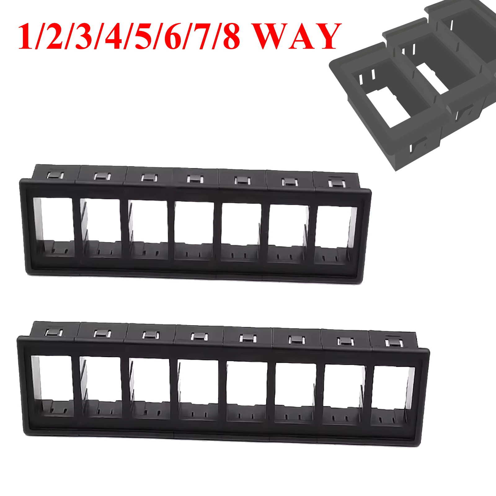 1-8Gang Rocker Switch Panel Holder Housing for Car Boat Truck Dashboard Flush Mount Frame Compatible ARB Switches USB Charger
