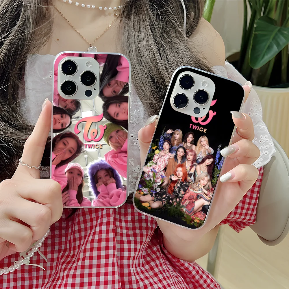 KPOP Twice Mobile Phone Case for iPhone 16 15 14 13 12 11 X XR XS Pro Max Plus Mini Clear Transparent Cellphone Cover Smartphone