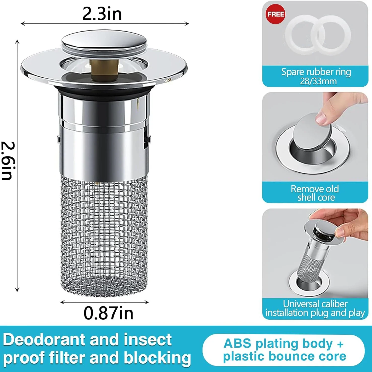 1-20 Stuks Roestvrijstalen Afvoerfilter Wastaflug Anti Geur Kogel Kern Plug Haar Vanger Douche Gootsteen Filter