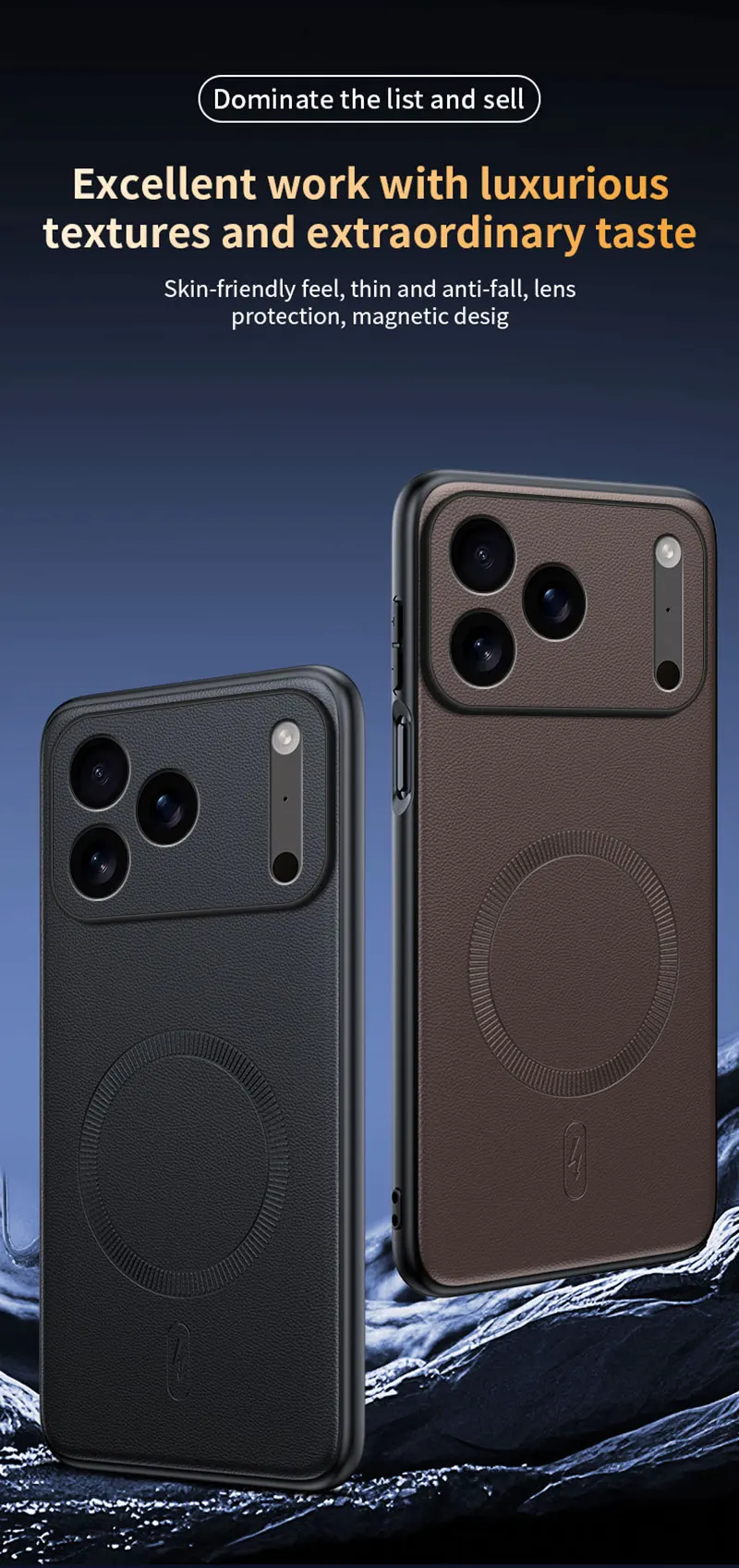 Für iPhone 18 Pro Max Hülle Magnetische Leder-Schutzhülle für iPhone 18 Pro Anti-Fingerabdruck Rutschfeste PC+TPU 17 Pro Max – Detail 5