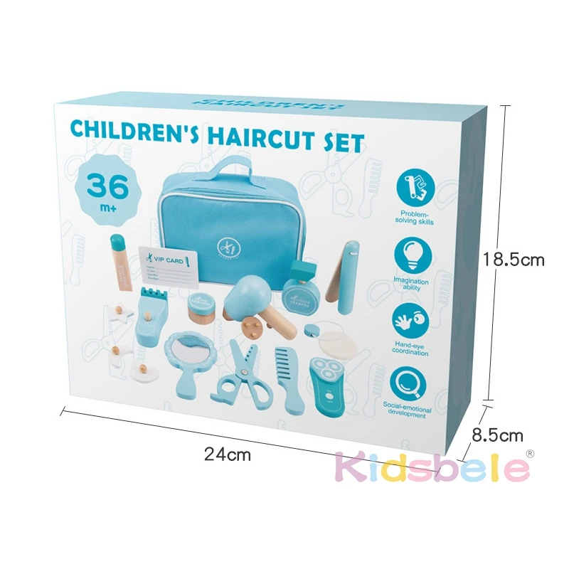 18x Kids Beauty Pretend Play Barber Toolbox Hairdresser Toys Hair Styling Set Makeup Toy for Toddlers Kids' Pretend Play