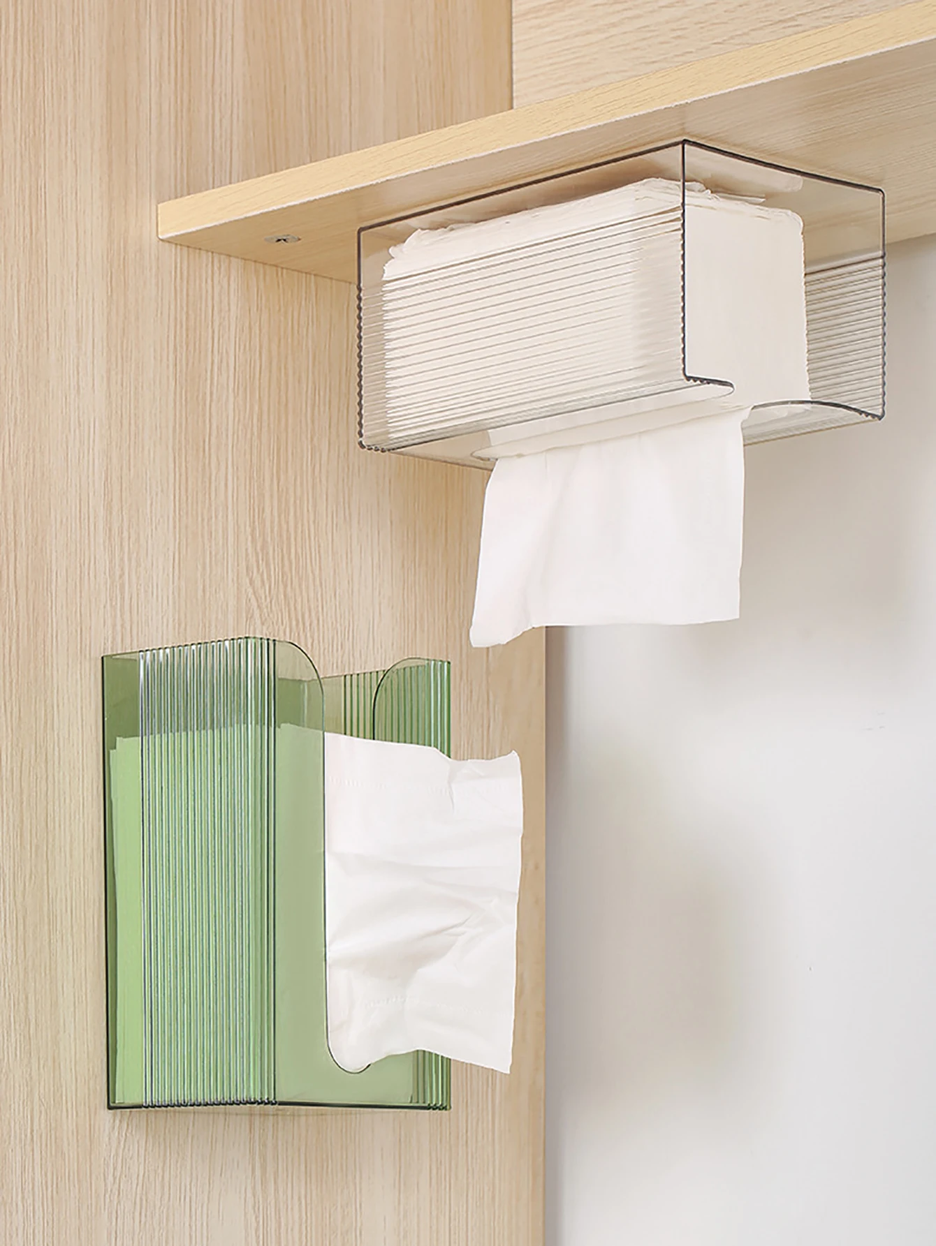 Bathroom Wall-Mounted Self-Adhesive Tissue Box Multi-Function Paper Towels Storage Box Portable Draw Cartons Commodity