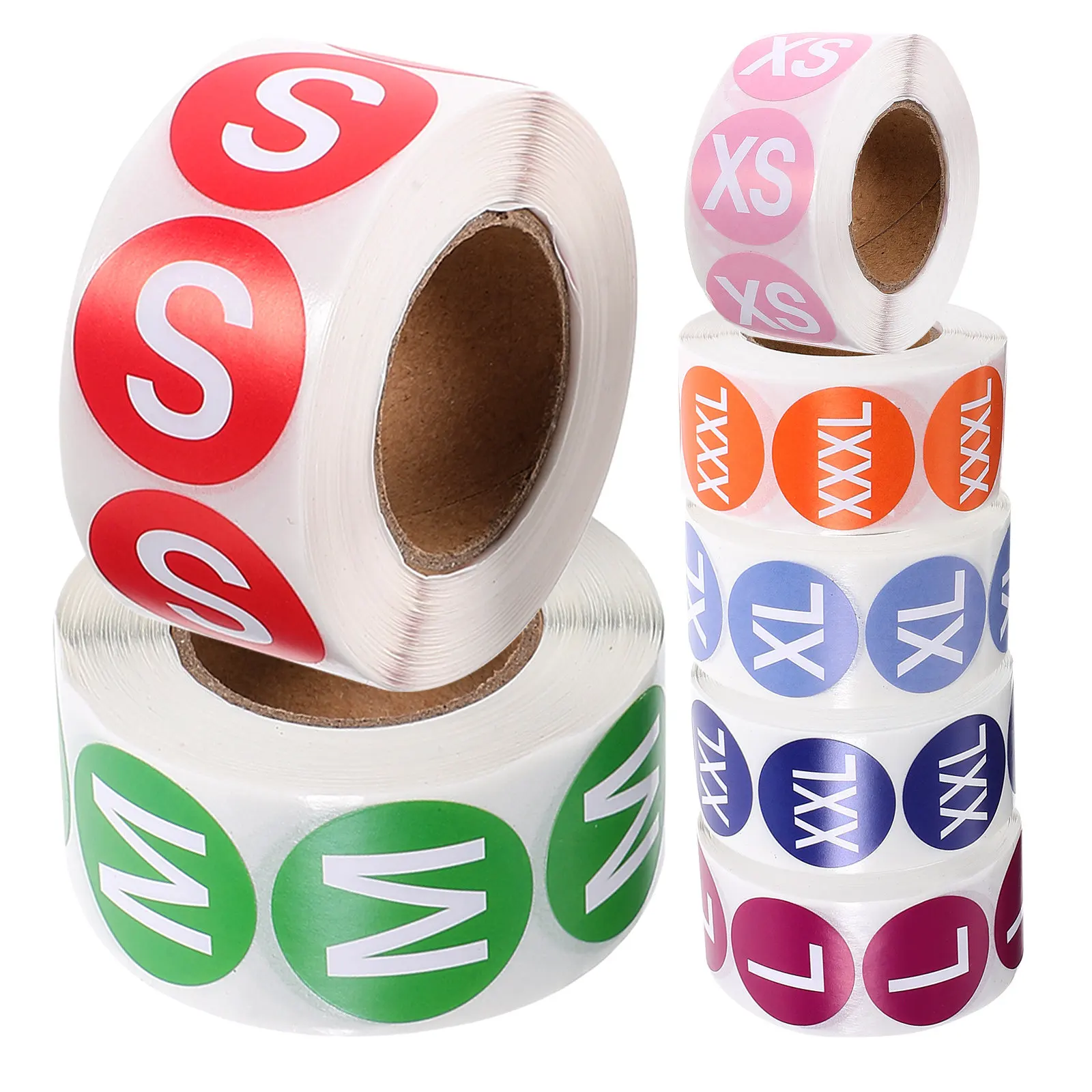 

7 Rolls Round Adhesive Size Stickers for Clothes Easy Peel-and-Stick Design Professional Look for Retail Business Home Use