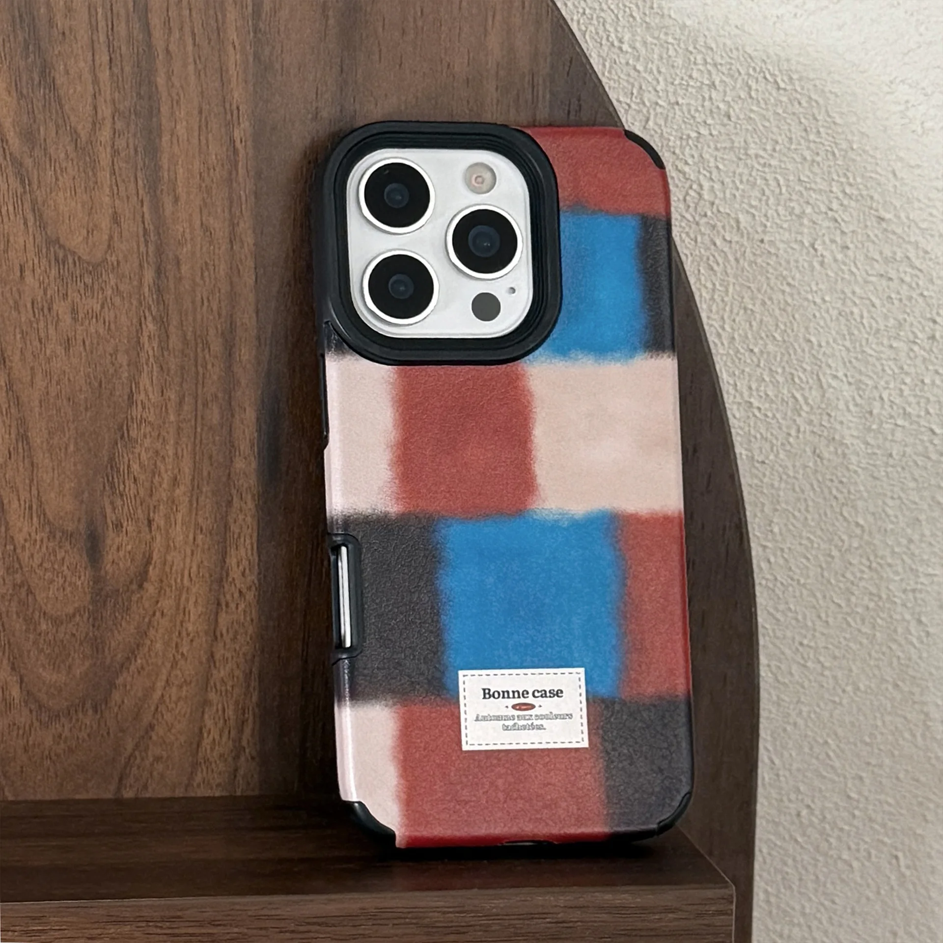 Vintage Retro Gittermuster Splice Leder Textur Handyhülle für iPhone 17 Air 16 15 14 13 12 11 Pro Max Plus stoßfeste Abdeckung ﻿